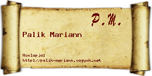 Palik Mariann névjegykártya